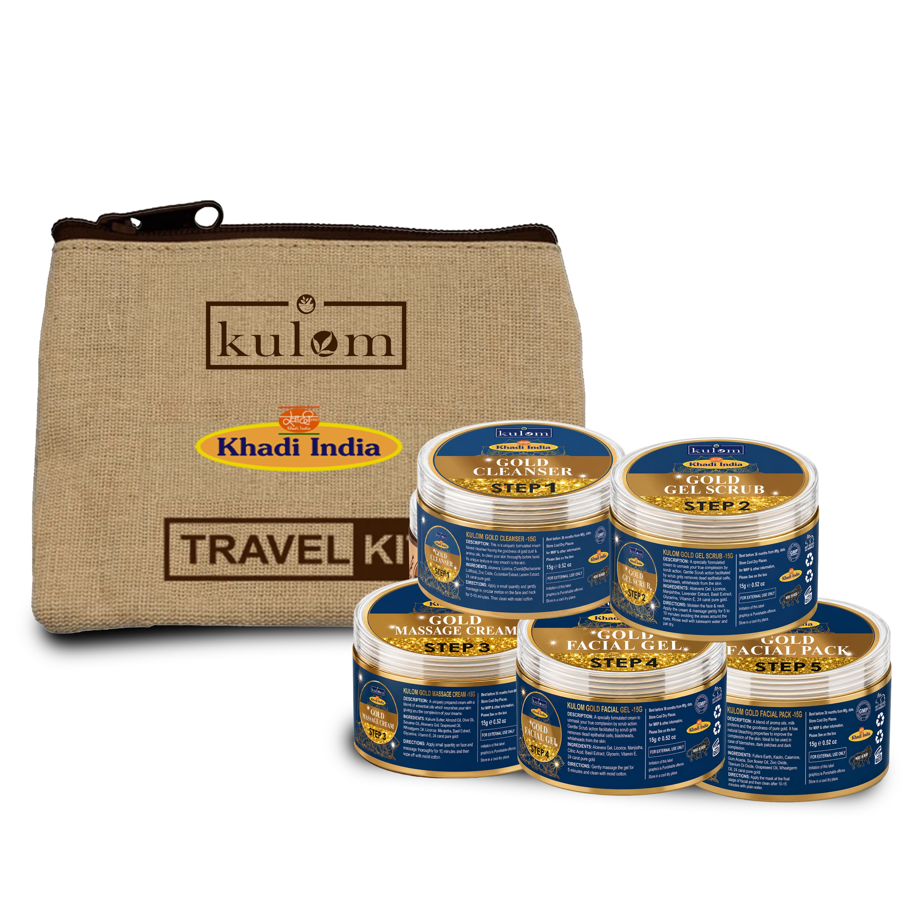 Kulom Khadi Gold Facial Kit WIth jute bag - 75g
